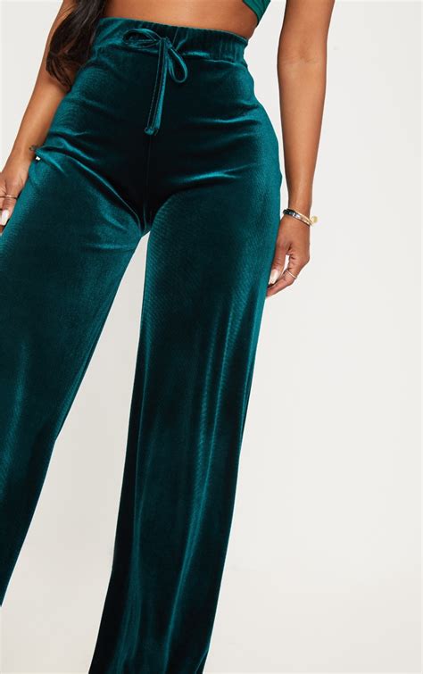 GG velvet pant in emerald green .